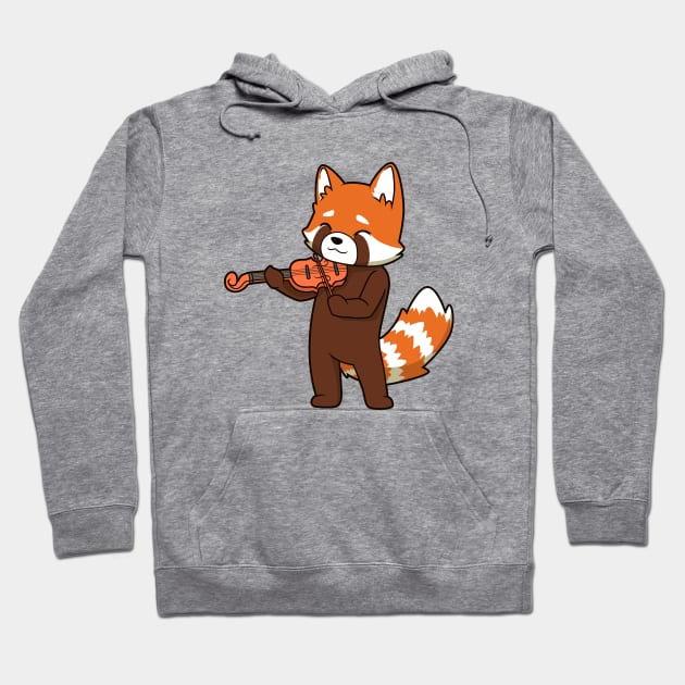 Comic red panda playing violin Hoodie by Modern Medieval Design